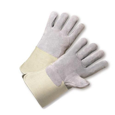 Full Leather Back Side Leather Kevlar Sewn, Gauntlet Cuff Glove - White Cuff & Fabric Back: Medium 900-AA/L