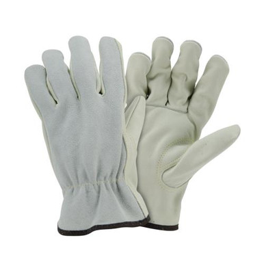 Grain Cowhide Palm/Gray Split Cowhide back, Sewn w/Kevlar, Keystone Thumb - Select Grade 993K/S