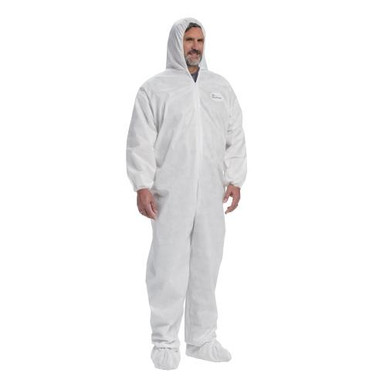 Posi-Wear M3 - White SMMMS Coverall, zipper front w/Elastic Wrist/Ankle & attached Hood/Boot C3809/XL