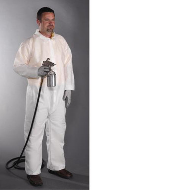 Protective Clothing Posi-Wear -White 45g SMS Coverall, zipper front w/Elastic Wrist and Ankle C3852/3XL