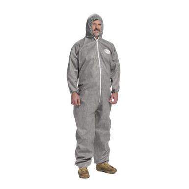 Posi-Wear M3 - Gray SMMMS Coverall, zipper front w/Elastic Wrist/Ankle and attached Hood C3906/XXXXXL