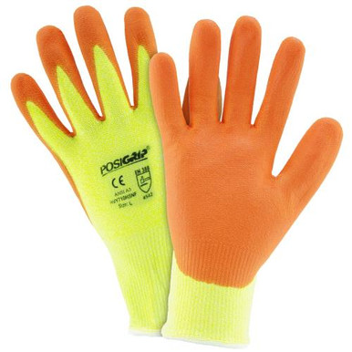 Orange Nitrile foam palm coating, 10g Hi vis yellow HPPE shell. EN388 4542, ANSI A3 Cut LevelHVY710HSNF/S