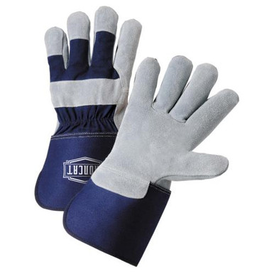 Premium Select Leather Palm, Blue Rubberized Gauntlet Cuff w/Heavy Blue Cotton Back/Sewn with Kevlar IC8/M