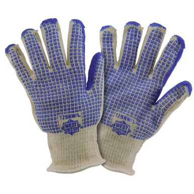 Double Layer Loop-In Reversible Hot Mill Glove with Blue Nitrile W pattern: EN407:2004 contact heat rating 2 T25NW/S