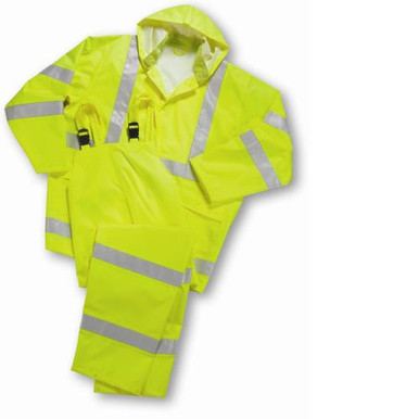 Fluorescent Lime Green/w Reflective stripes -Poly Oxford/PU coated Bib Overall only, Class 3 WW4033P/M