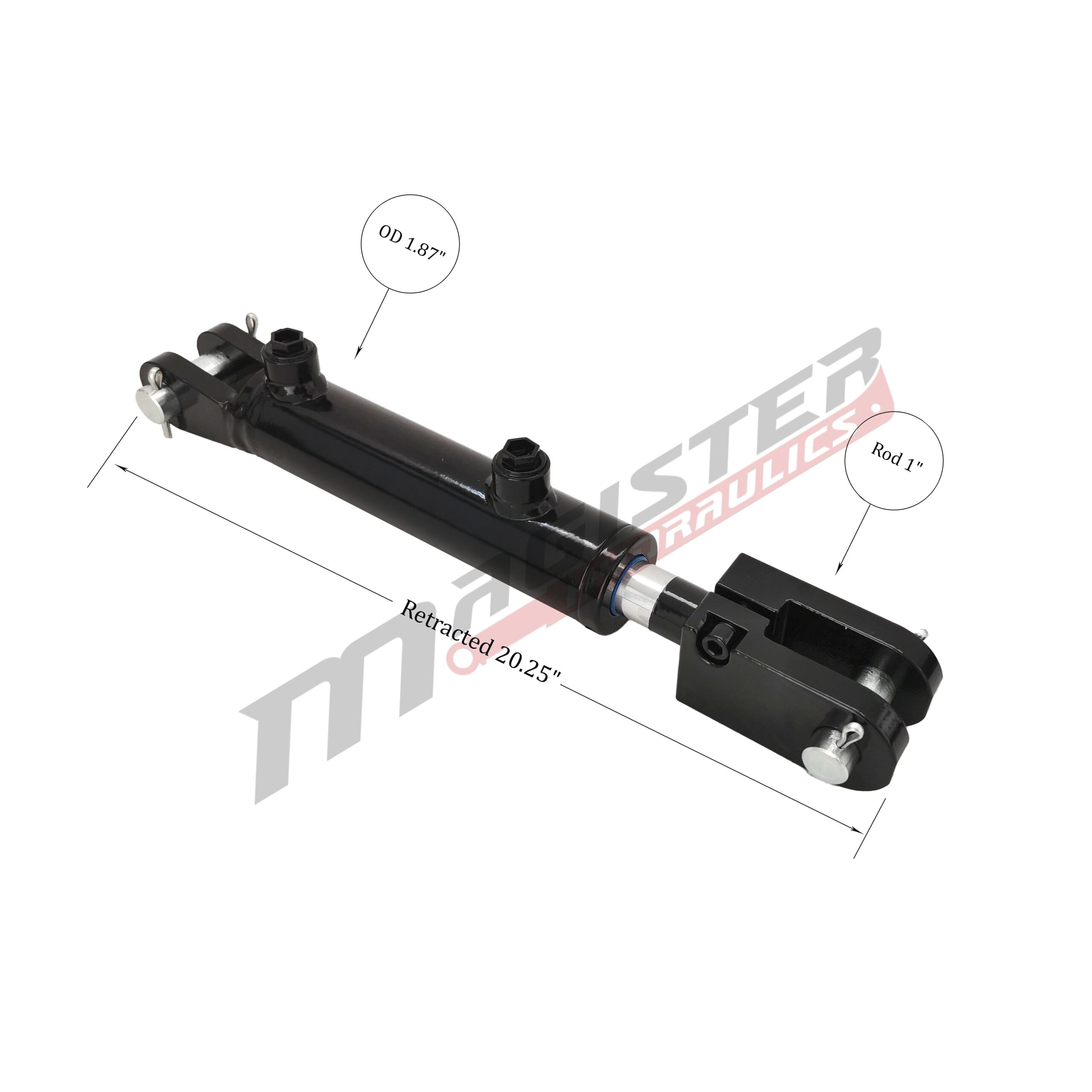 1.5" bore x 8" ASAE stroke clevis hydraulic cylinder