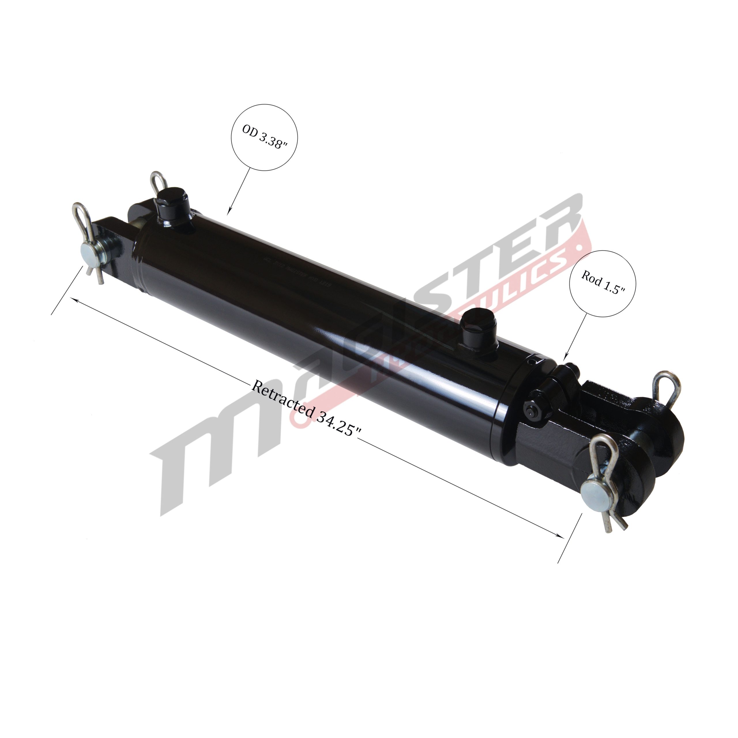 3" bore x 24" stroke clevis hydraulic cylinder