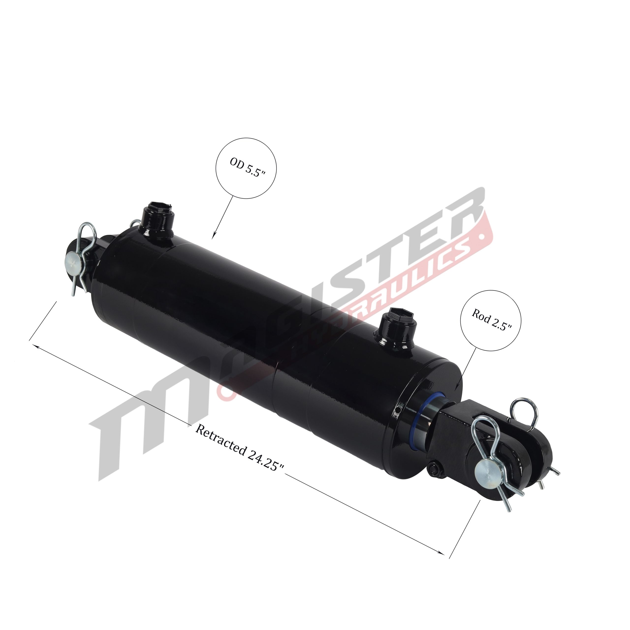 5" bore x 12" stroke clevis hydraulic cylinder