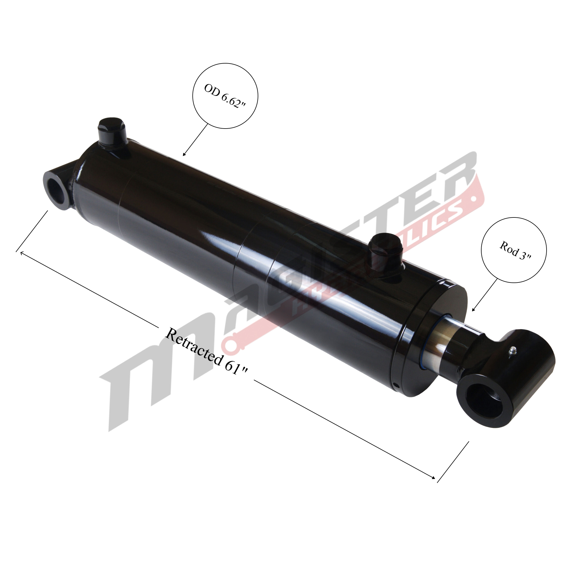 6" bore x 48" stroke cross tube hydraulic cylinder