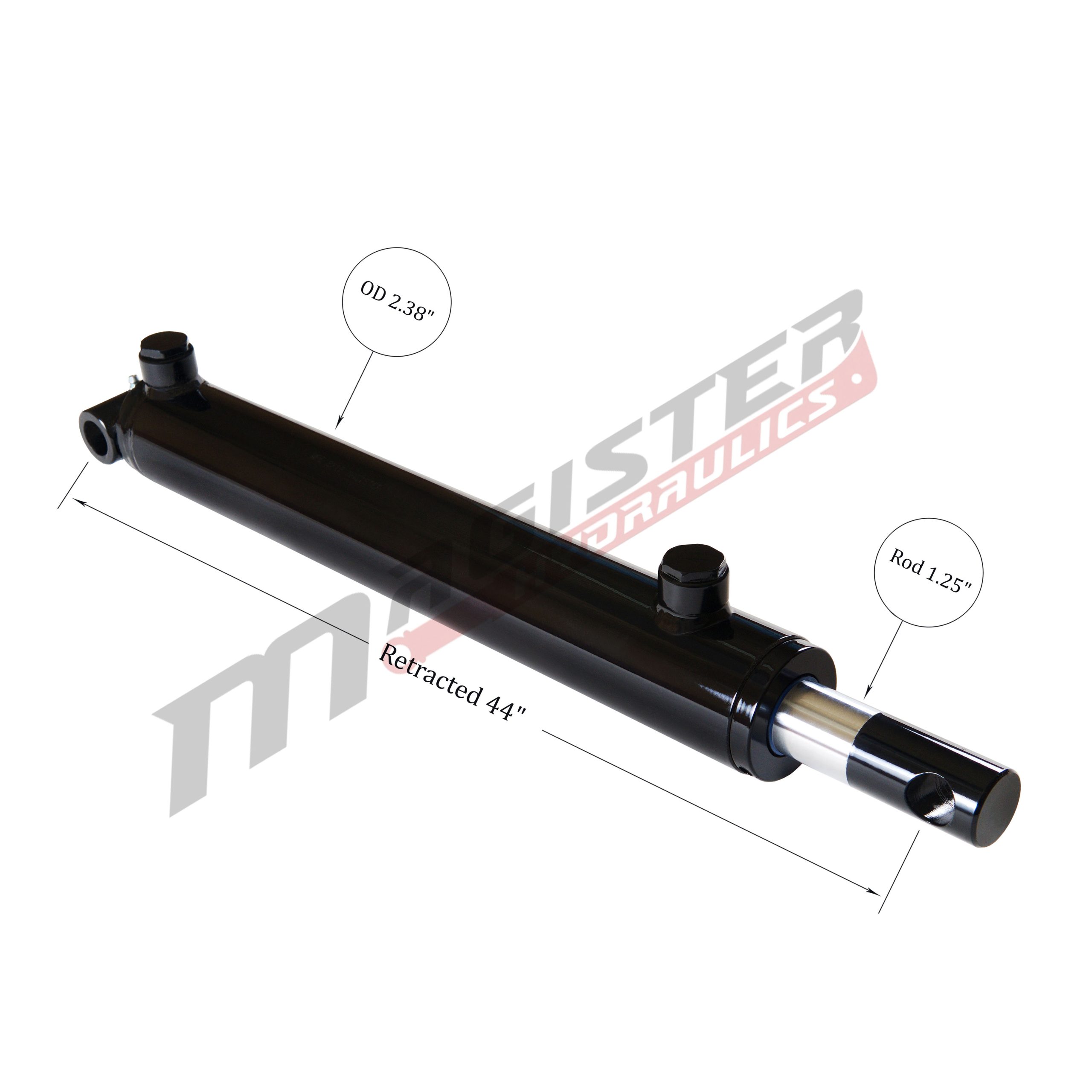 2" bore x 36" stroke pin eye hydraulic cylinder