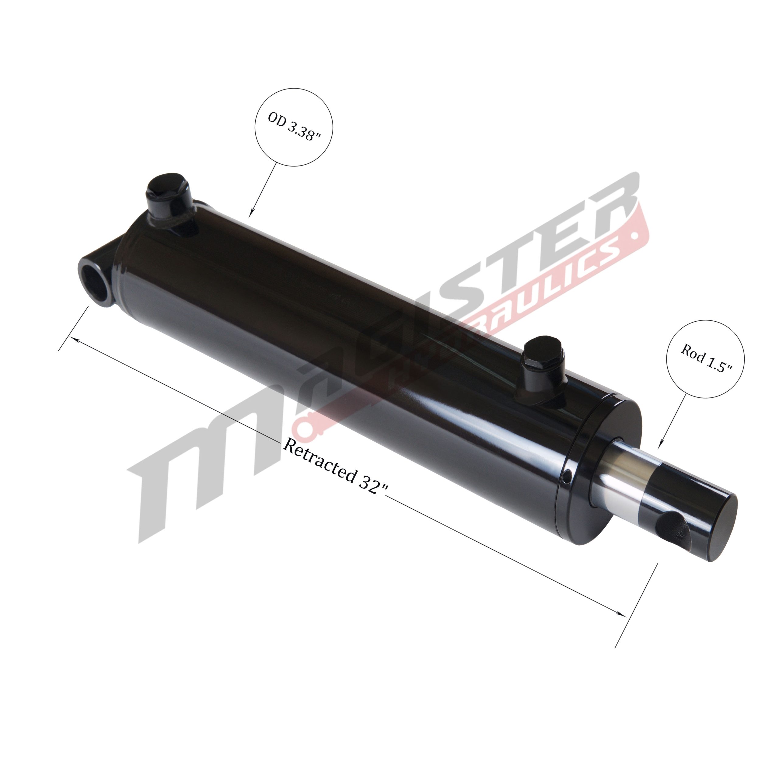 3" bore x 24" stroke pin eye hydraulic cylinder