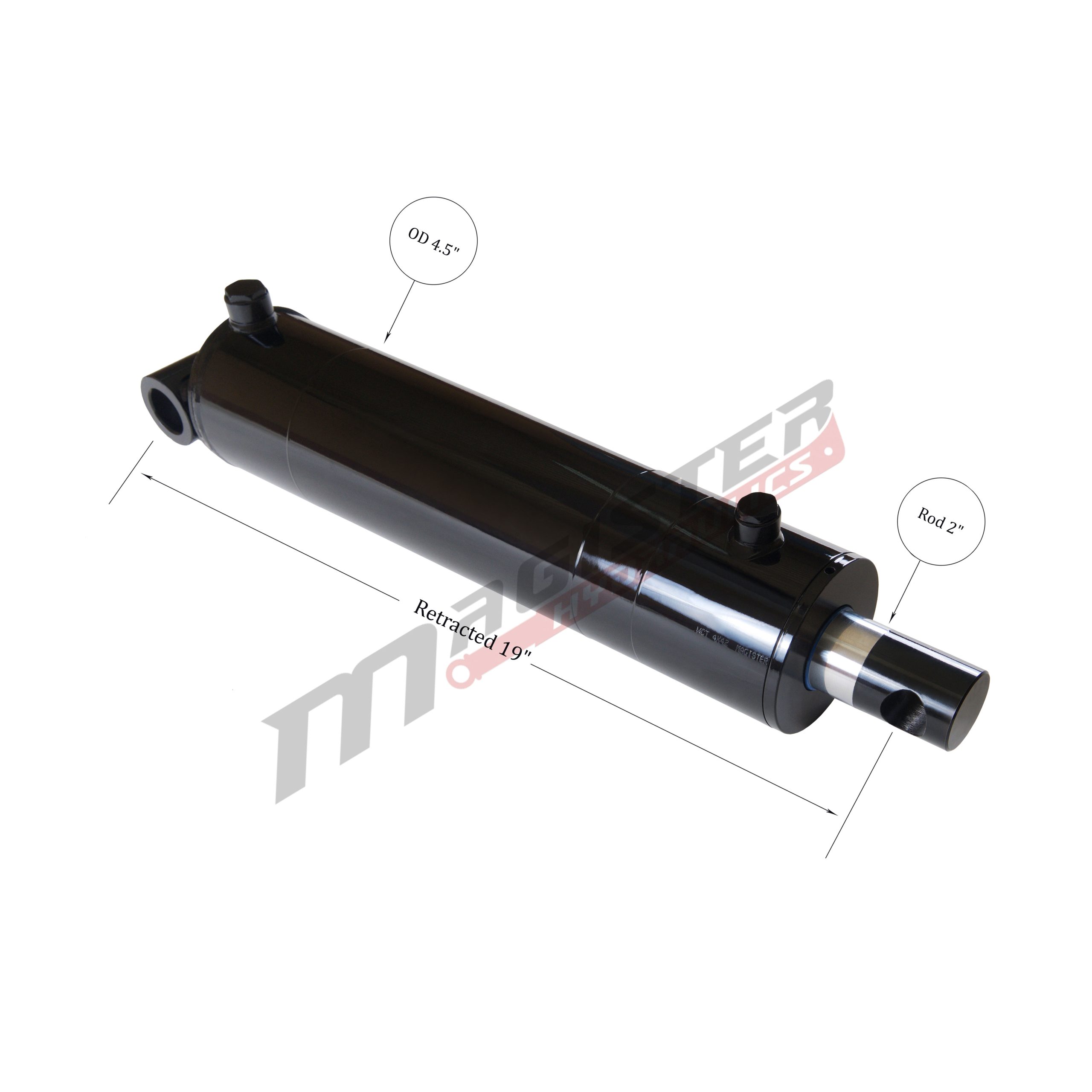 4" bore x 10" stroke pin eye hydraulic cylinder