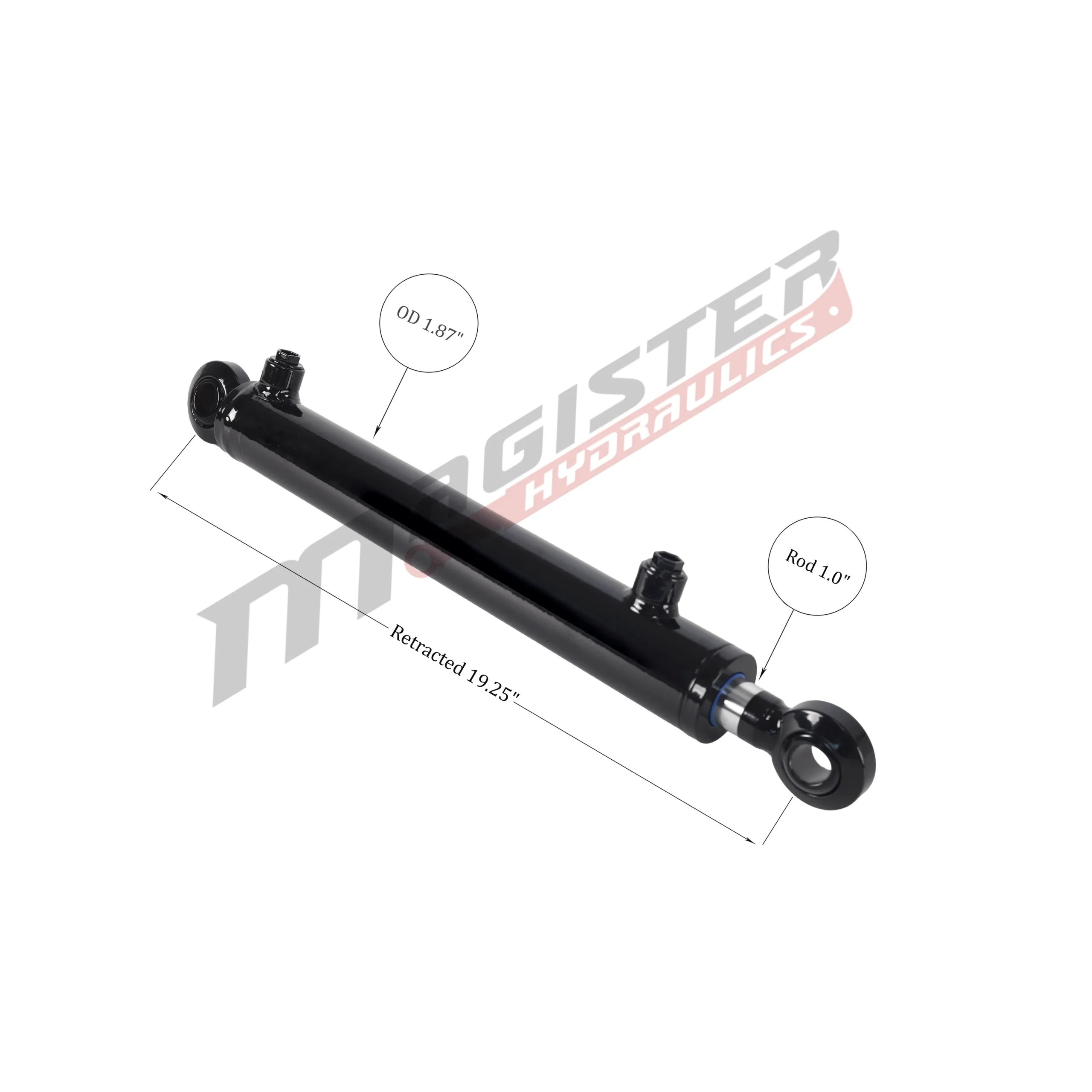 1.5" bore x 12" stroke swivel ball hydraulic cylinder
