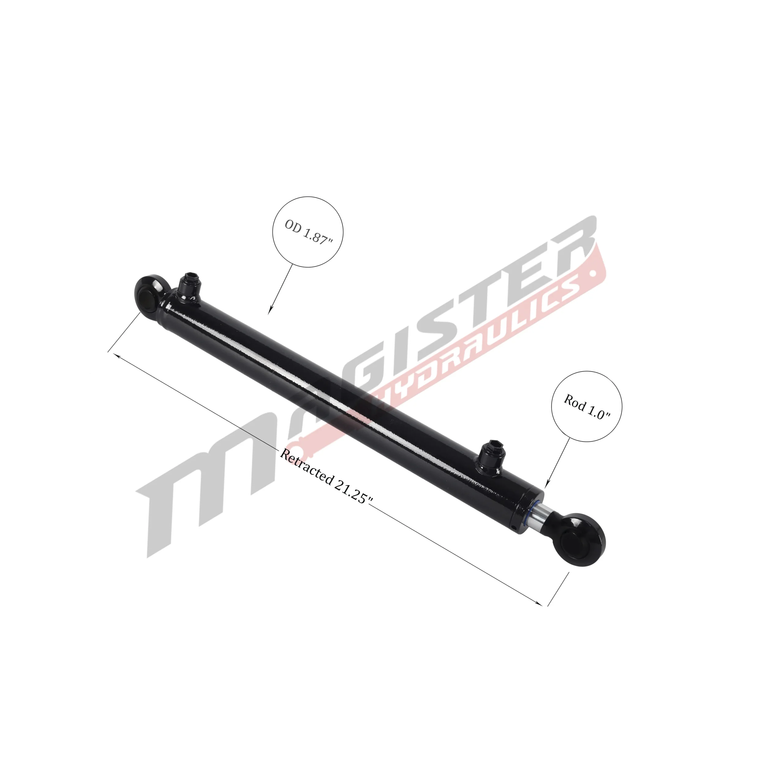 1.5" bore x 14" stroke swivel ball hydraulic cylinder