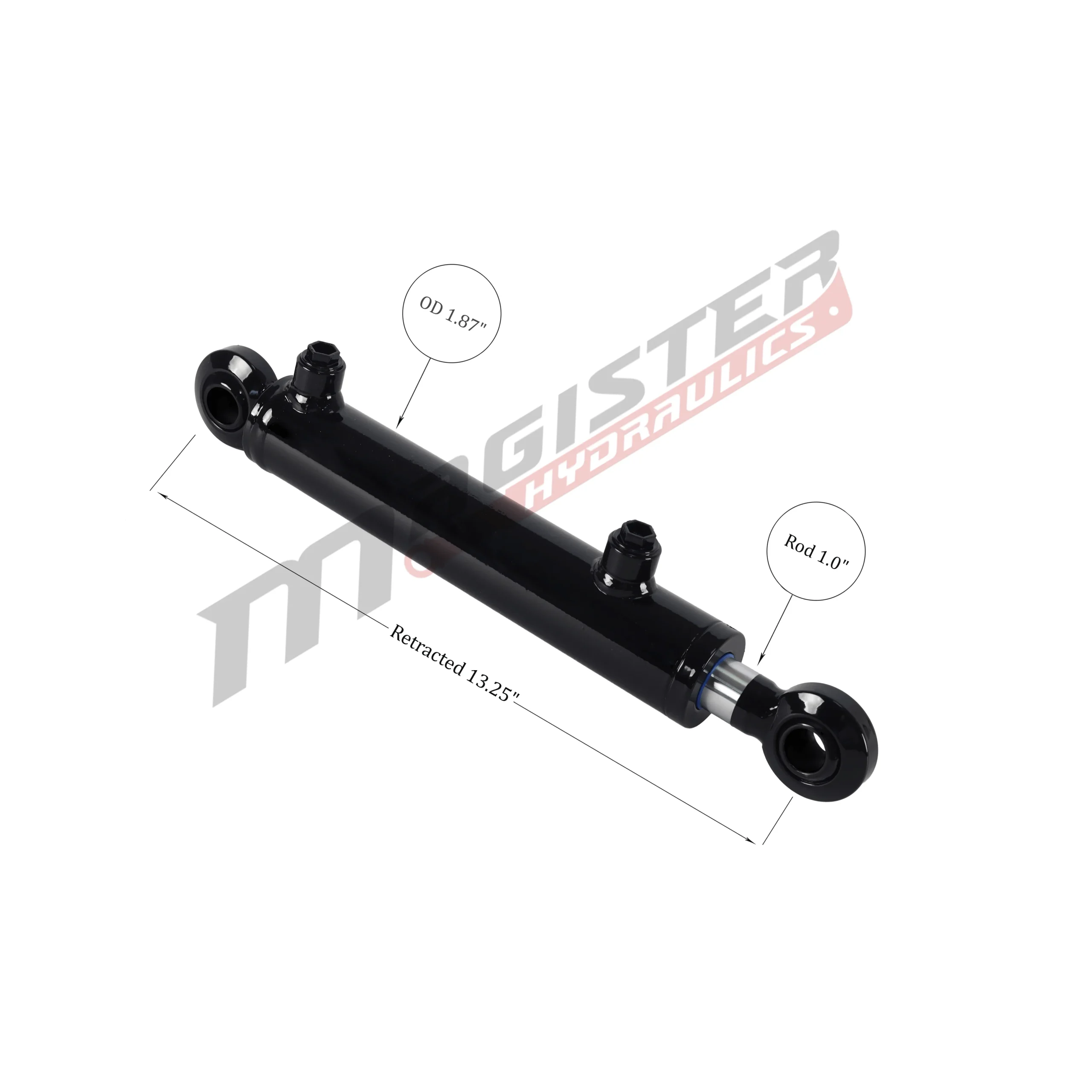 1.5" bore x 6" stroke swivel ball hydraulic cylinder