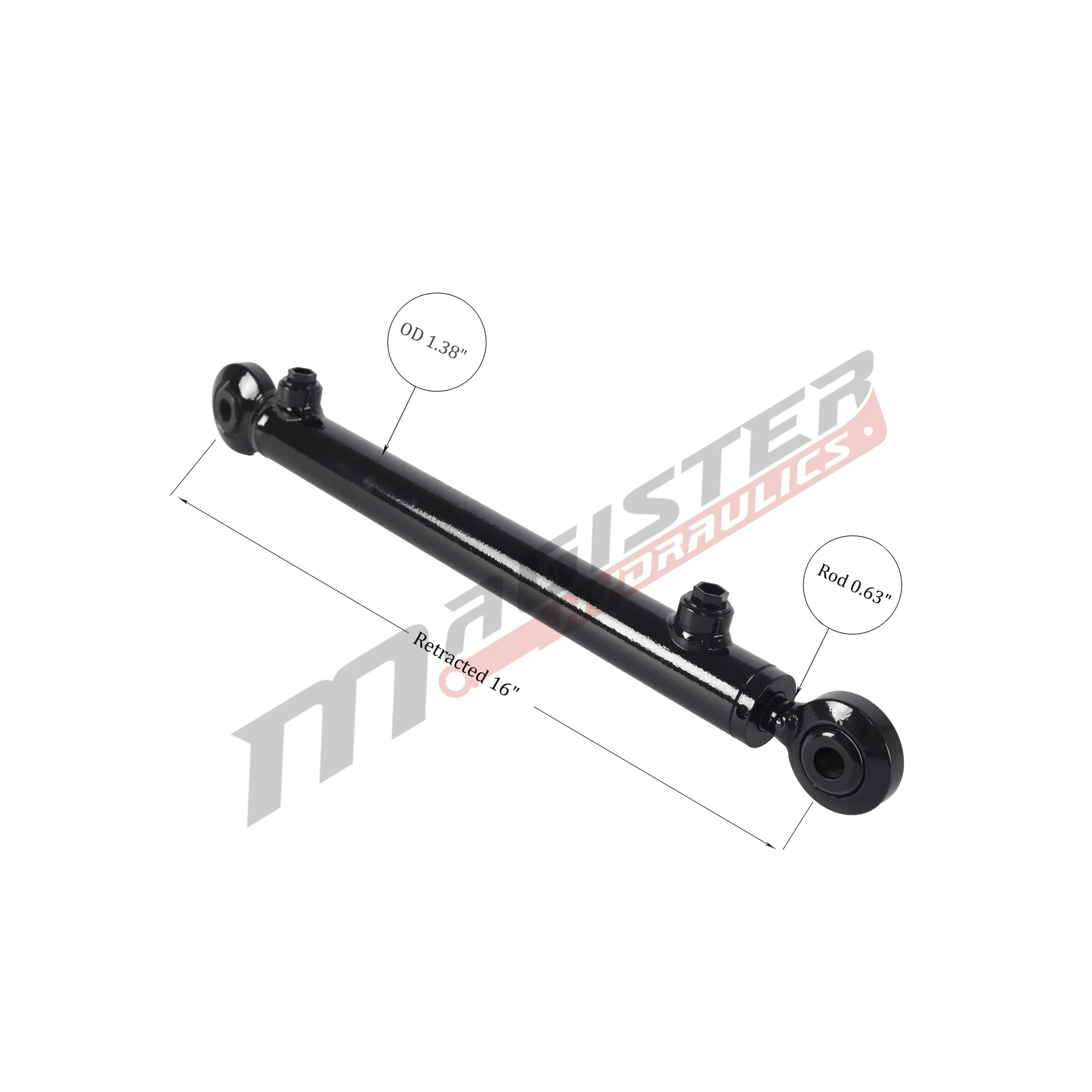 1" bore x 10" stroke swivel ball hydraulic cylinder