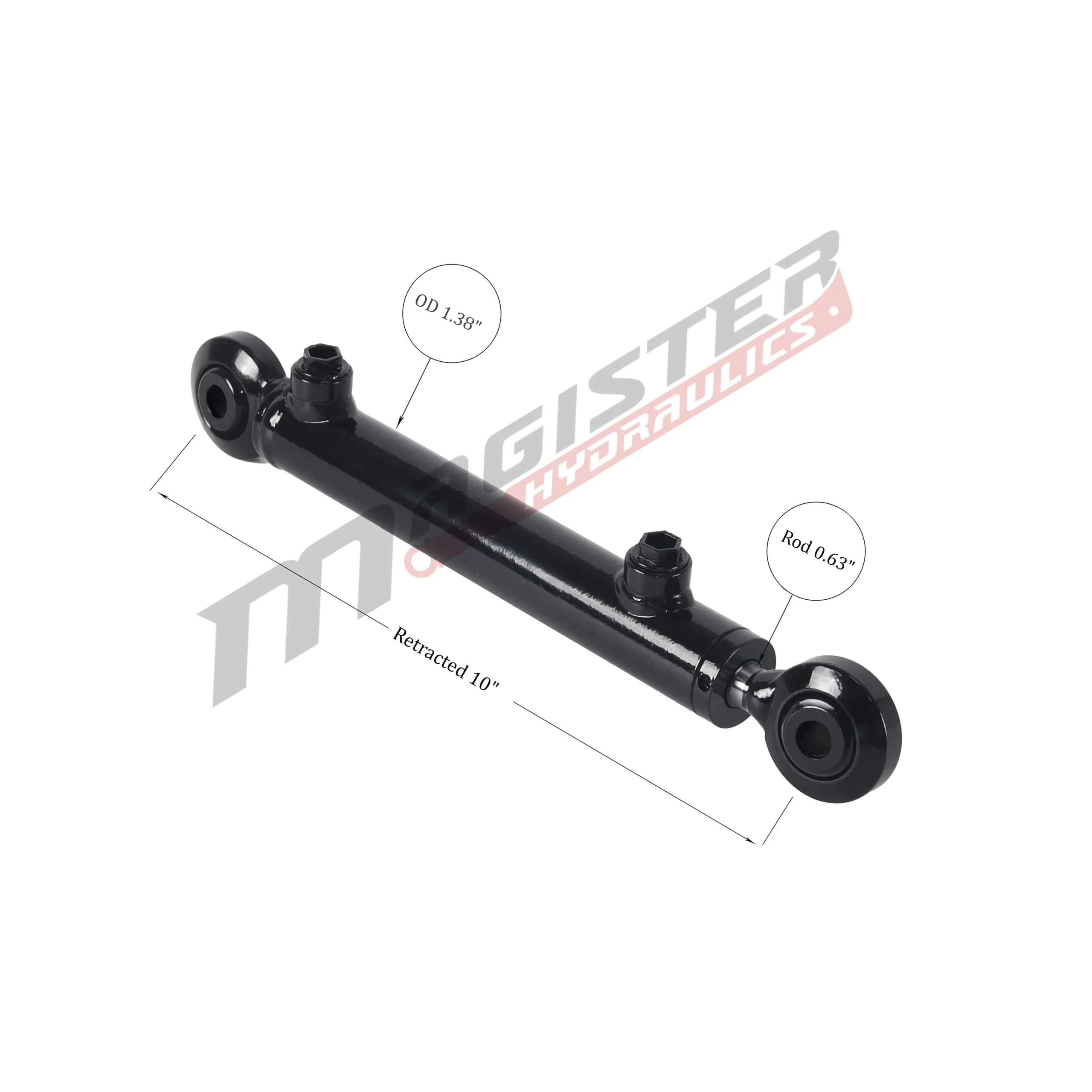 1" bore x 4" stroke swivel ball hydraulic cylinder