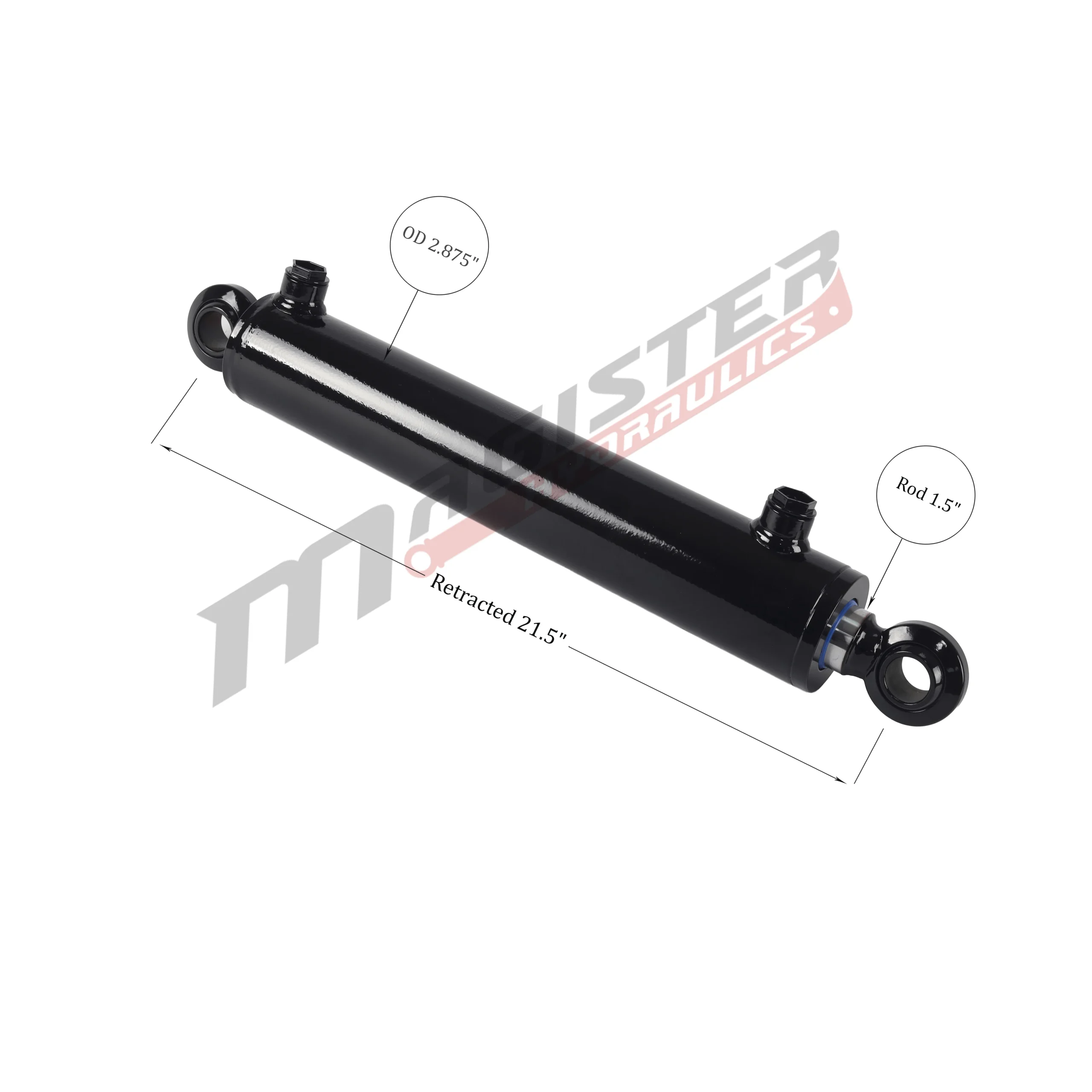 2.5" bore x 14" stroke swivel ball hydraulic cylinder