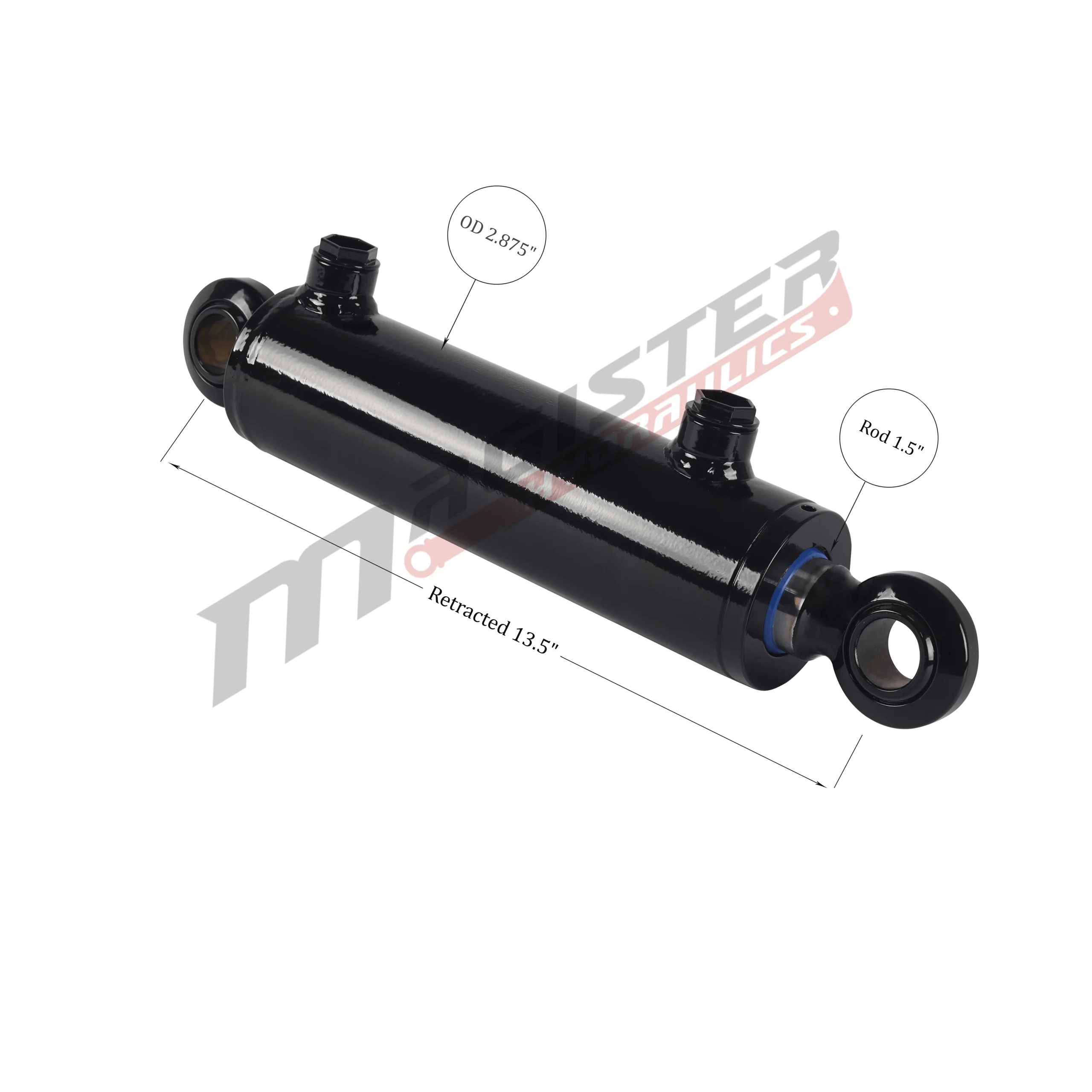 2.5" bore x 6" stroke swivel ball hydraulic cylinder
