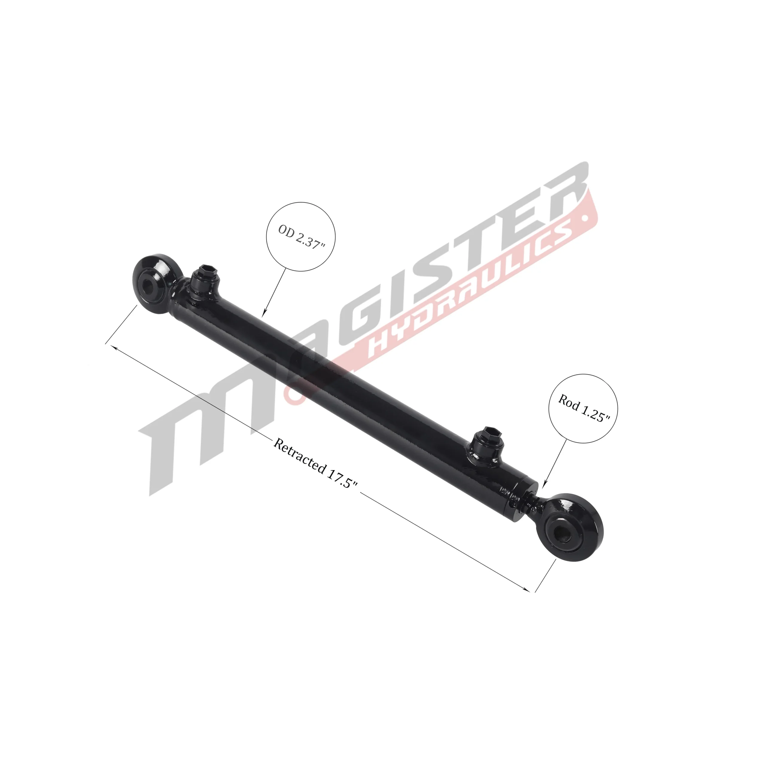 2" bore x 10" stroke swivel ball hydraulic cylinder