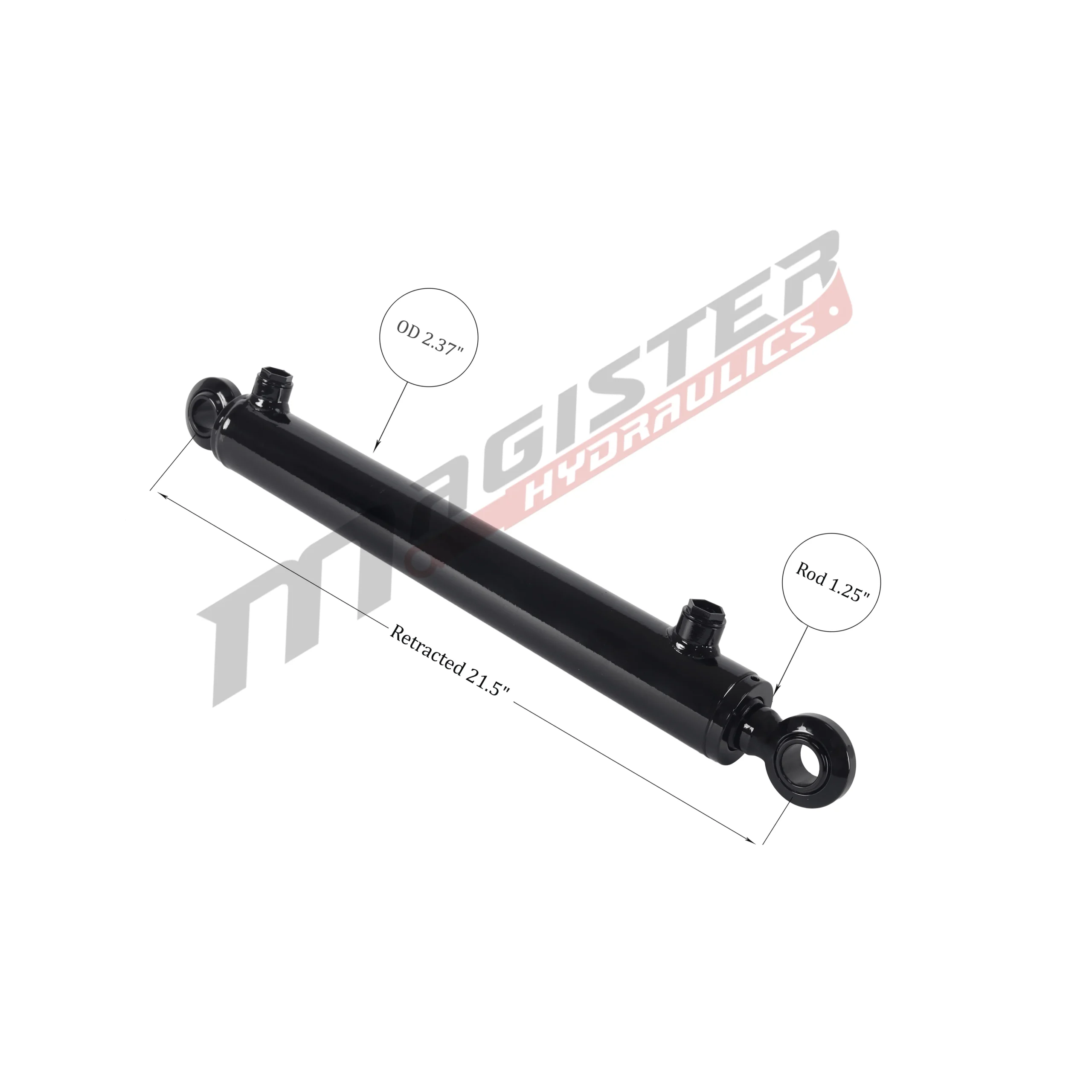 2" bore x 14" stroke swivel ball hydraulic cylinder