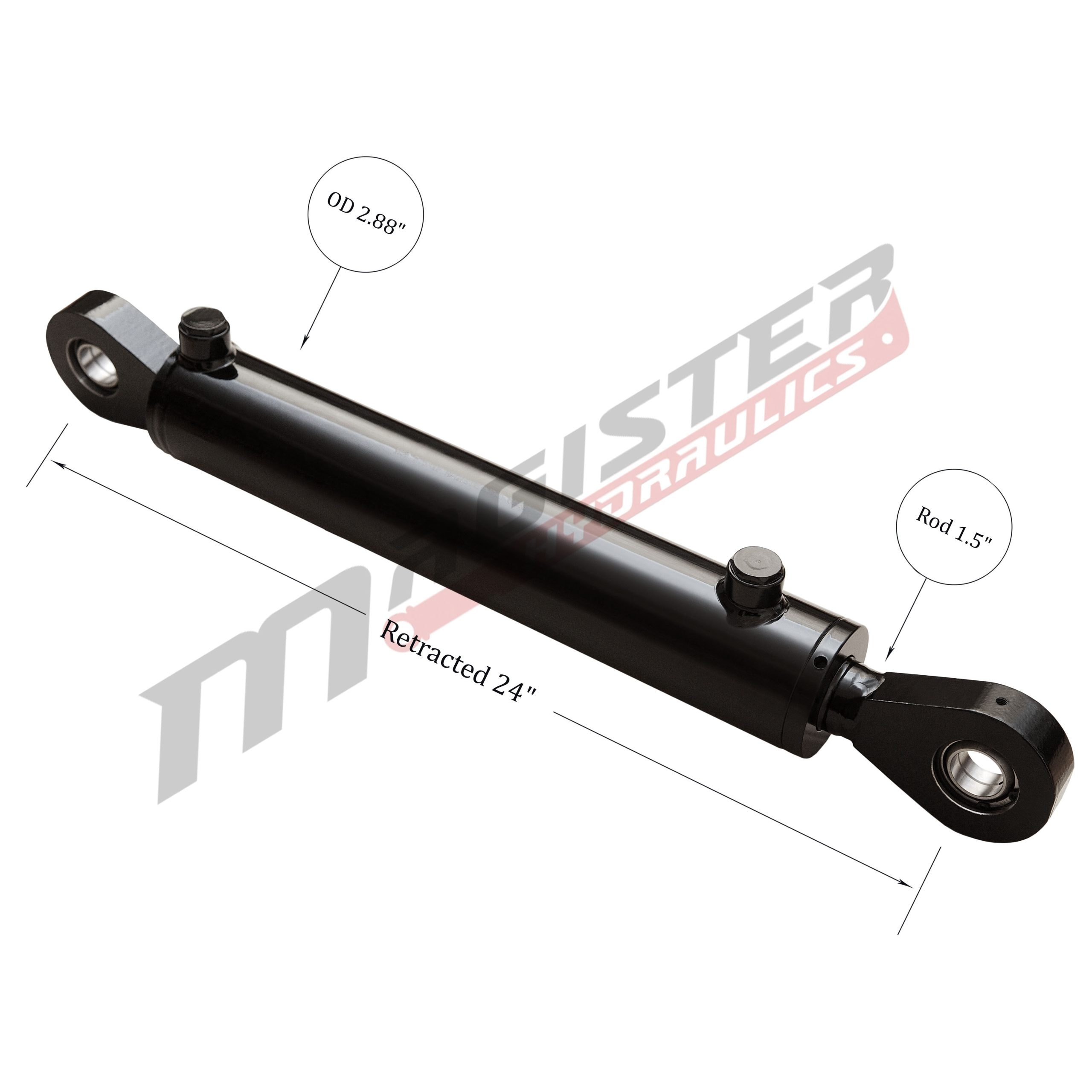 2.5" bore x 14" stroke swivel eye hydraulic cylinder