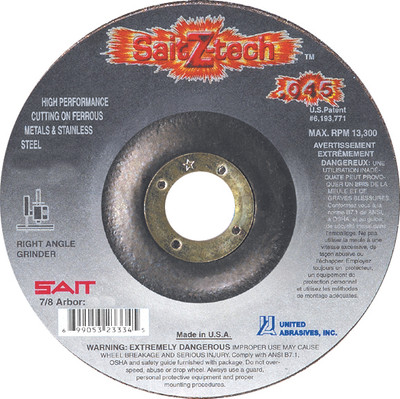 6" x .045" x 7/8" Z60S T27 Cut-Off Wheel | Sait Z-Tech 23336