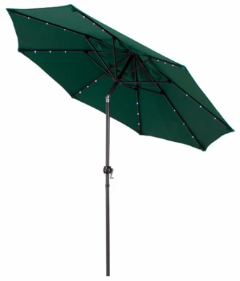 Market Umbrella With LED Lights, Hunter Green, 9 Ft.