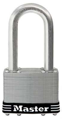 Keyed Laminated Padlock, Stainless Steel, 2.5-In., 2.5-In. Long Shackle