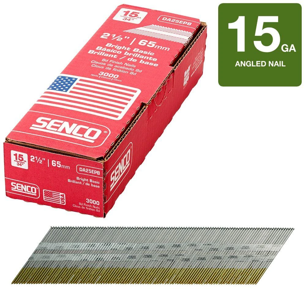 Collated Angled Finish Nails, Bright Finish, 15 Gauge, 34 Degree, 2-1/2 In., 3,000-Ct.