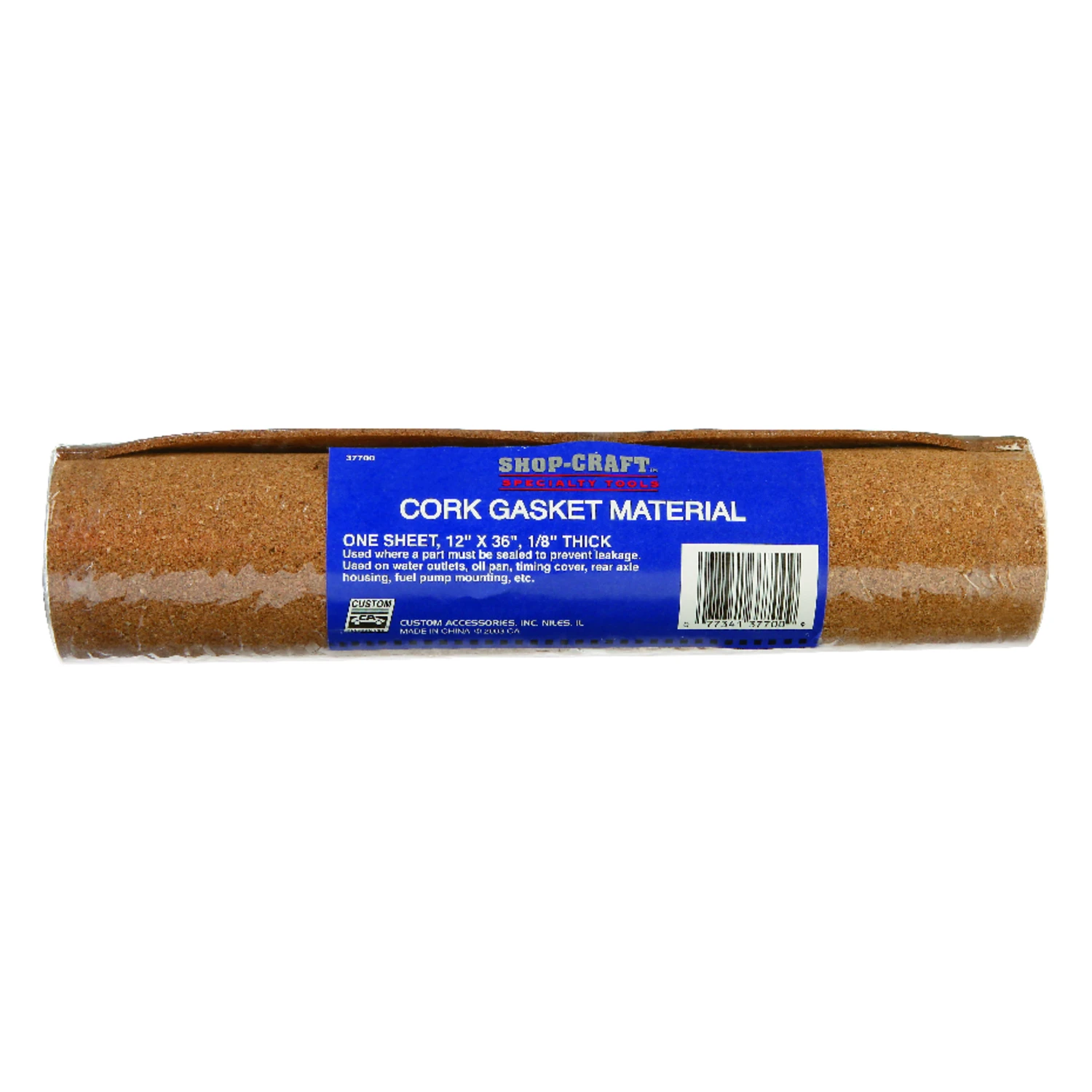 Gasket Material, Cork, 1/8 x 12 x 36 In.