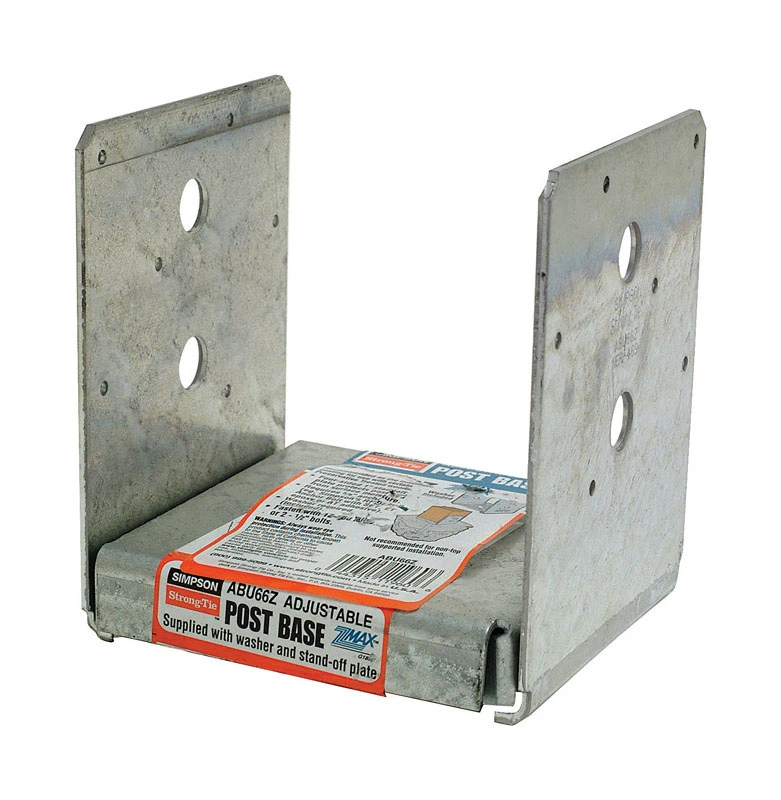 Uplift Post Base, Galvanized Steel, 10 & 12 Gauge, Adjustable, 6 x 6 In.