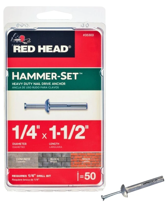 Hammer-Set Nail Drive Anchors, 1/4 x 1-1/2 In., 50-Pk.