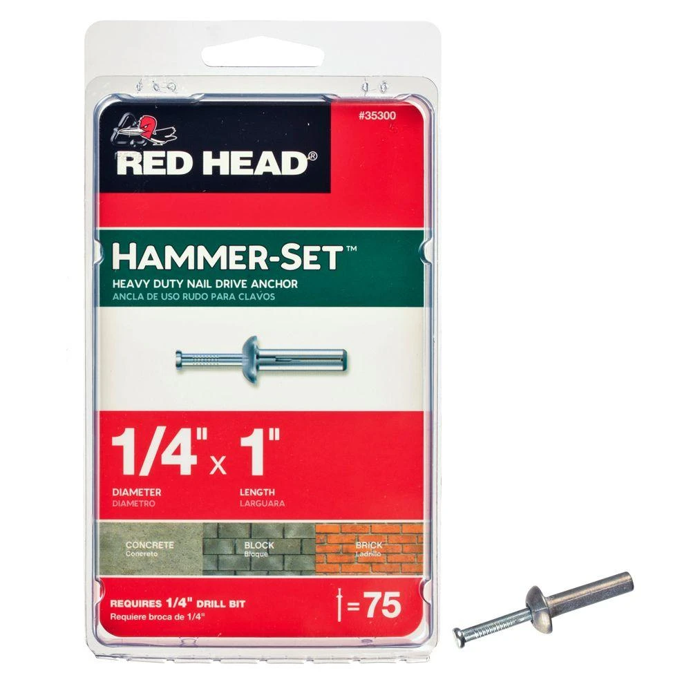 Hammer-Set Nail Drive Anchors, 1/4 x 1 In., 75-Pk.