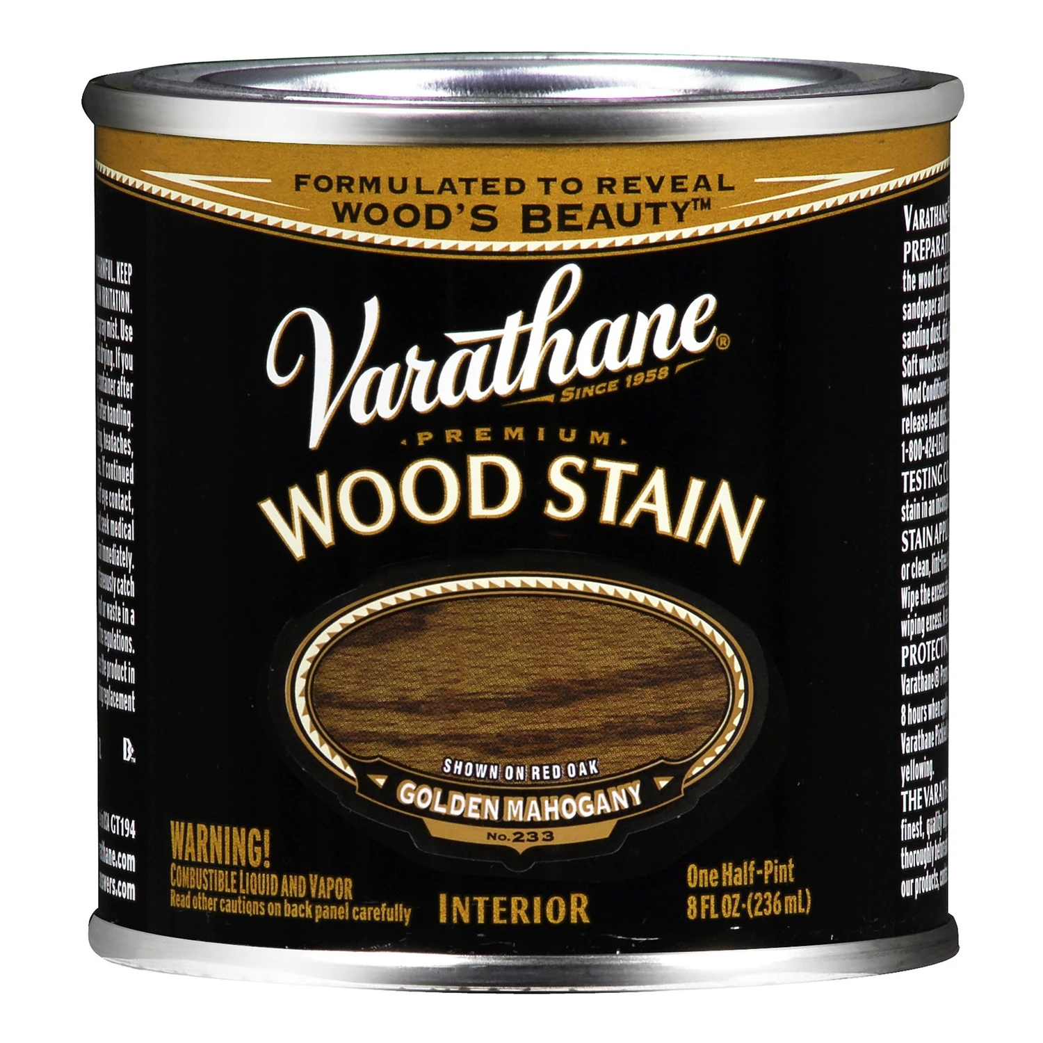 Golden Mahogany Premium Oil-Based Interior Wood Stain, 1/2-Pt.