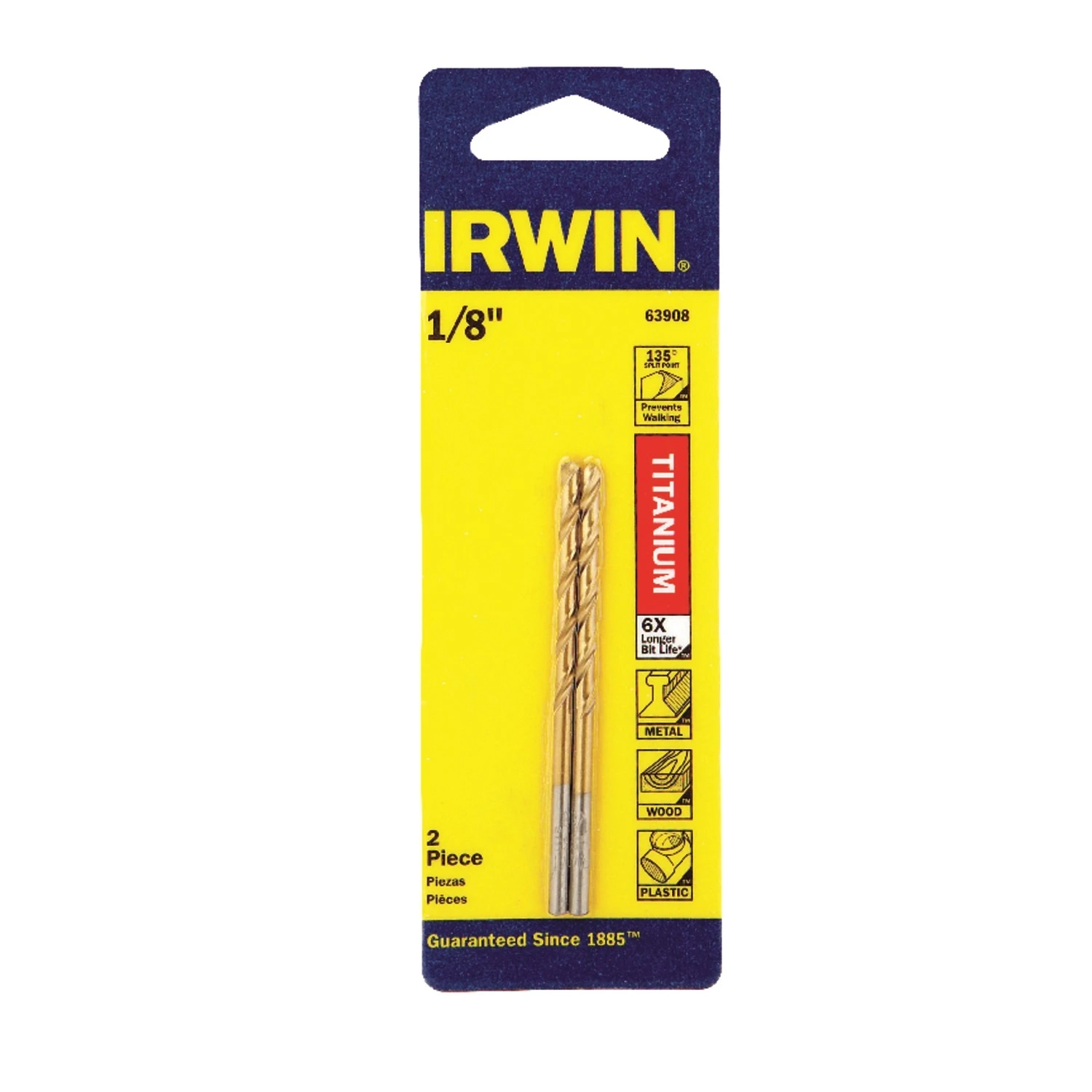 Titanium Drill Bit, Jobber Length, 1/8 In.