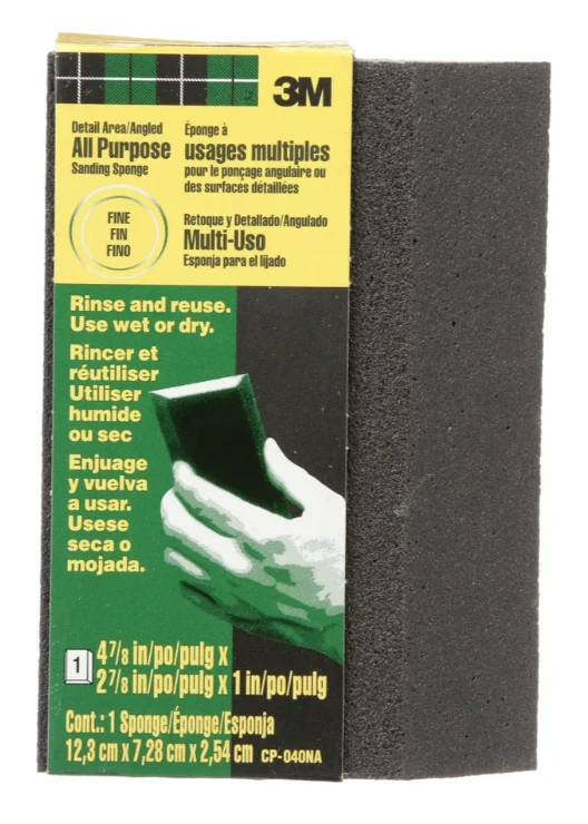 Large-Area Flexible Angled Sanding Sponge, Fine, 4-7/8 x 2-7/8 x 1 In.