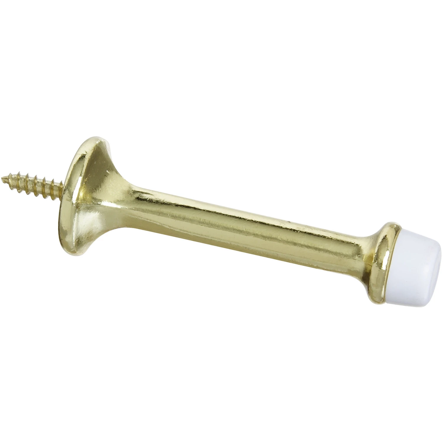 Doorstop, Wall-Mount, Rigid, Heavy-Duty, Bright Brass, 3 In., 2-Pk.