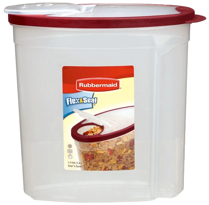 Cereal Keeper, Clear With Red Lid, 1.5-Gal.