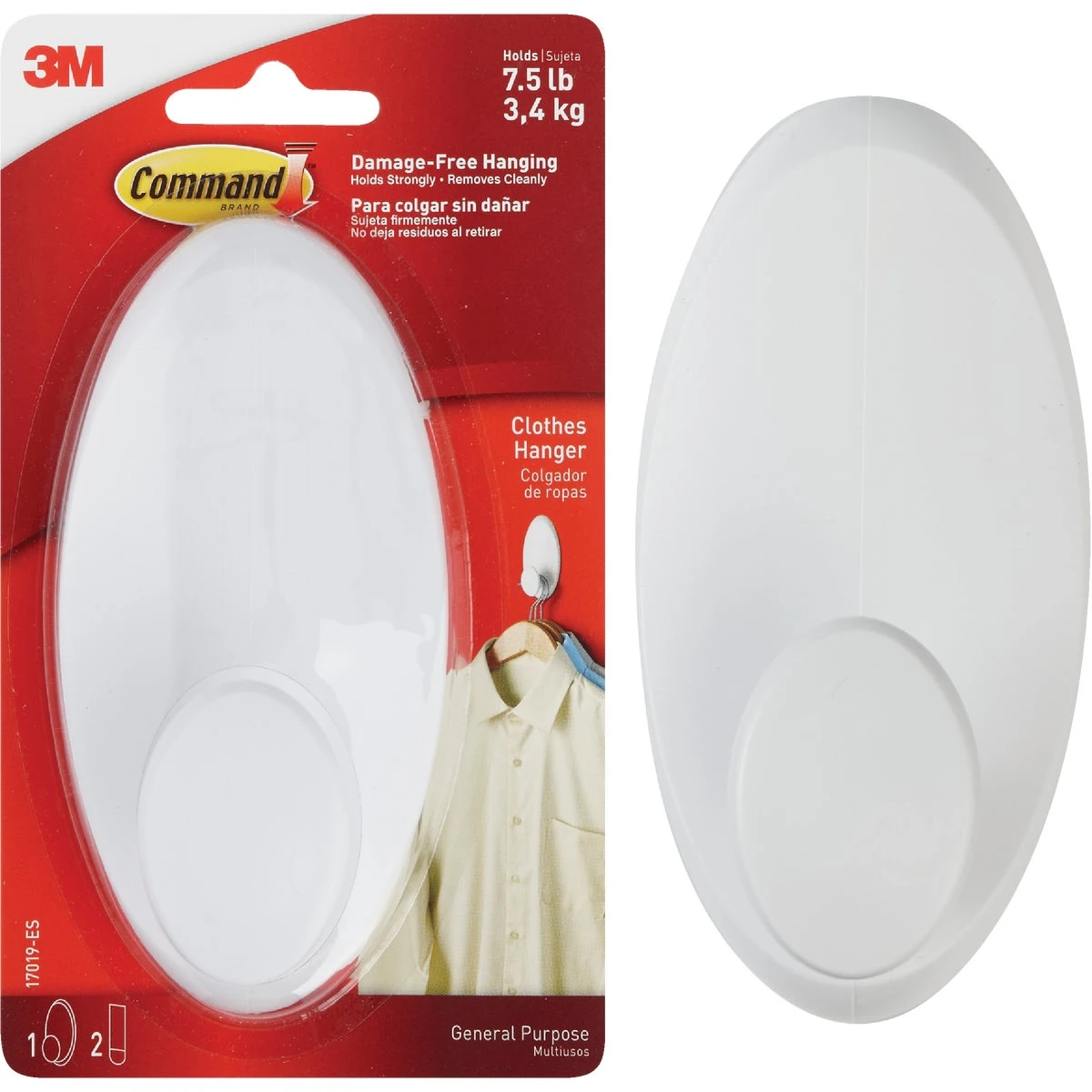 Command Clothes Hanger Hook, White