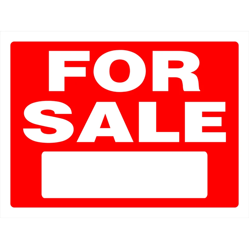 For Sale Sign, Red and White, 18 x 24-In.