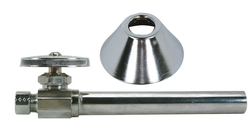 Chrome Straight Sweat Stop Valve, 5/8 x 3/8-In. With 5-In. Extension Tube