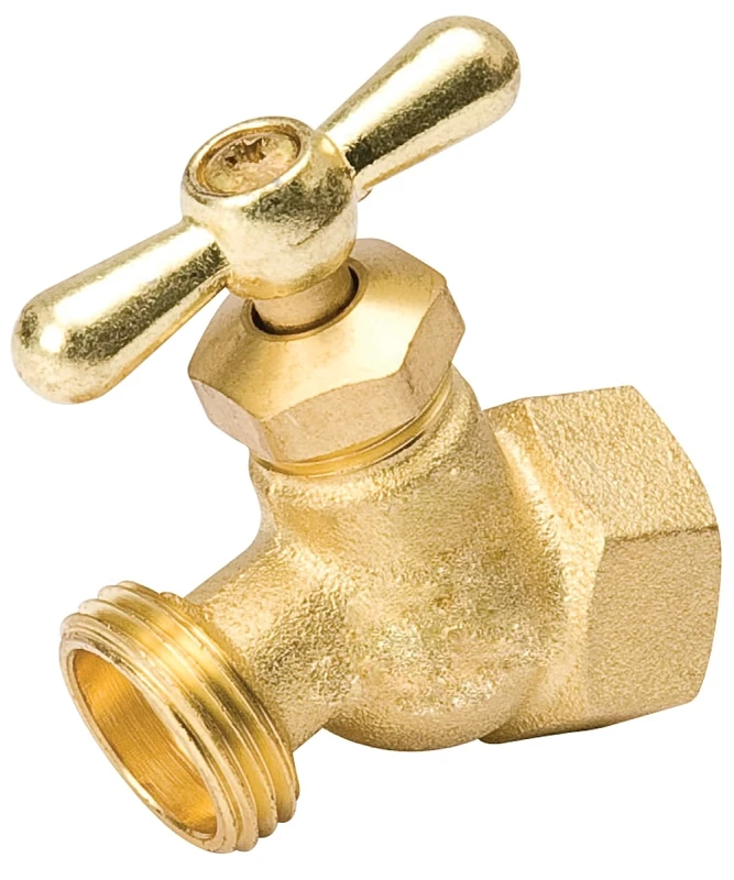 Hose Bibb, Straight, No-Kink, Brass, 3/4 FP x 3/4 In. Hose