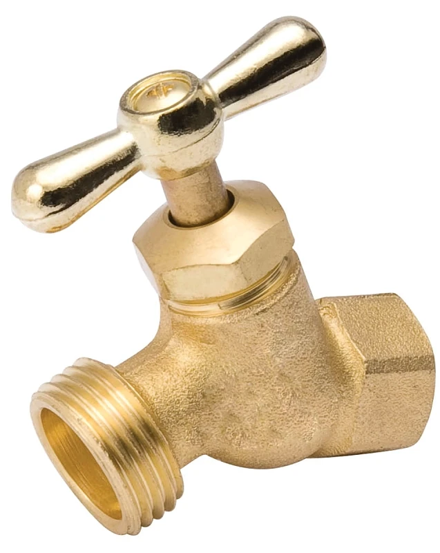 Hose Bibb, Straight, No-Kink, Brass, 1/2 FP x 3/4 In. Hose