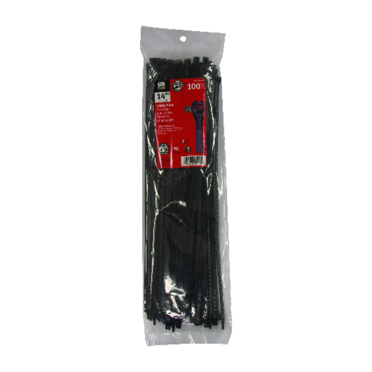 Cable Tie, Nylon, Black, 14-In., 100-Pk.