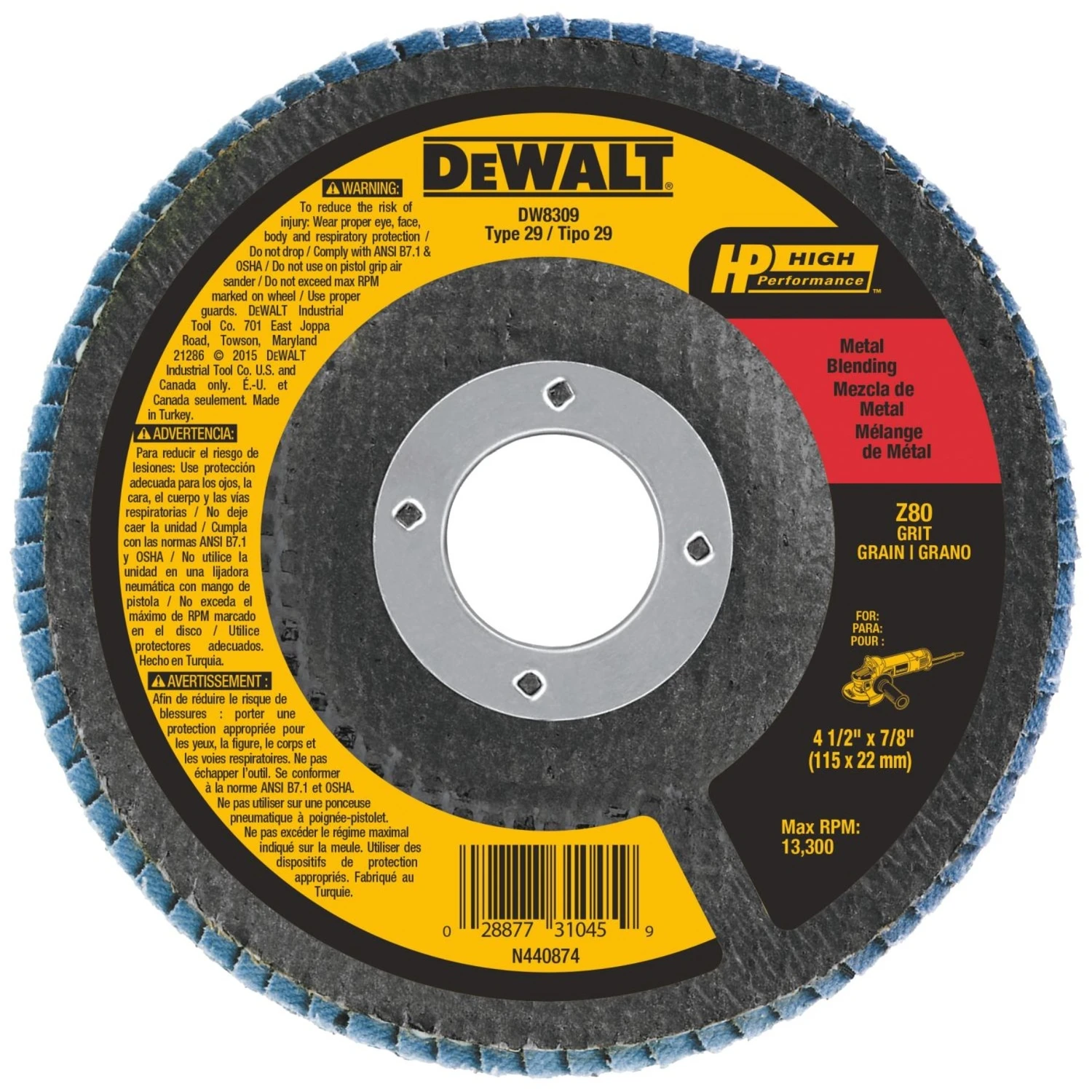 4-1/2 In. 80-Grit Zirconia Flap Disc