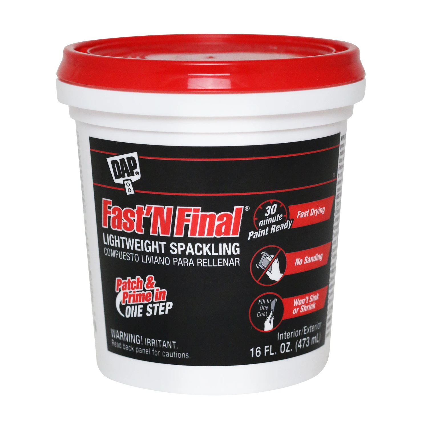 Fast ' N Final Spackling, Lightweight Formula, 1-Pt.