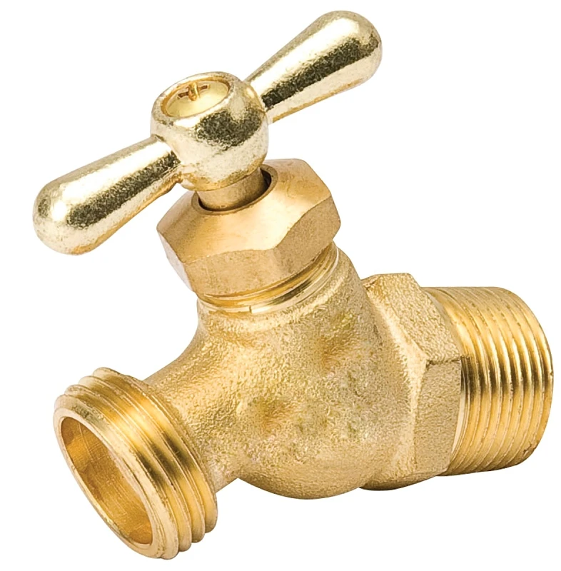 Hose Bibb, Straight, No-Kink, Brass, 3/4 MP x 3/4 In. Hose