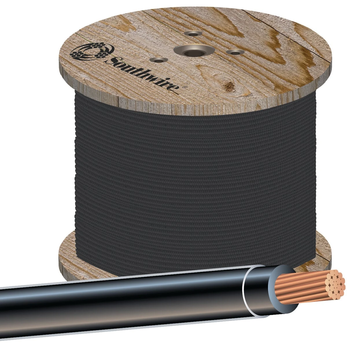 Building Wire, 1/0 Stranded, Black, 500 Ft.