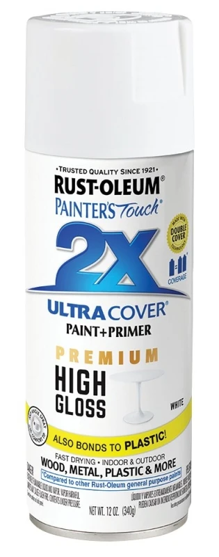 Painter's Touch 2X Premium High-Gloss Spray Paint, White, 12-oz.
